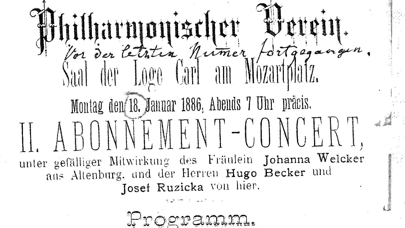 Ein altes Konzertplakat des PHV vib 1886