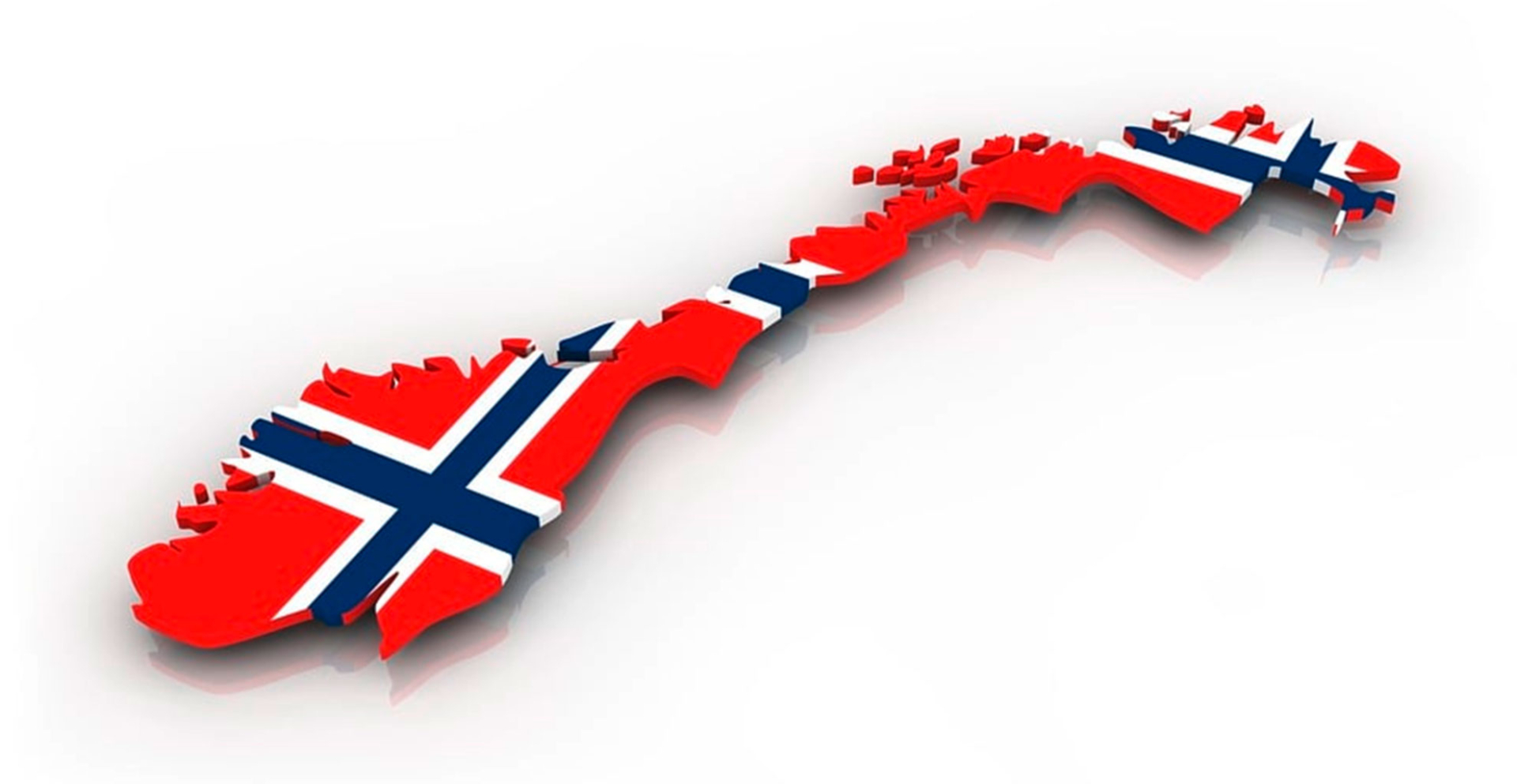 Der Umriss von Norwegen, ausgefüllt mit der norwegischen Fahne