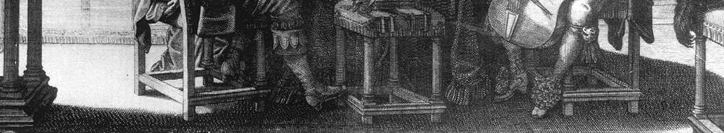 Der untere Teil des Kupferstichs von Abraham Bosse, eine 1650 fröhlich musizierende Kammermusik-Runde zeigt