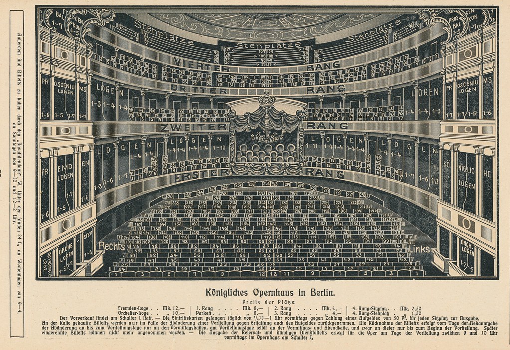 Schematische Zeichnung des Sitzplans im Königlichen Opernhaus von 1910